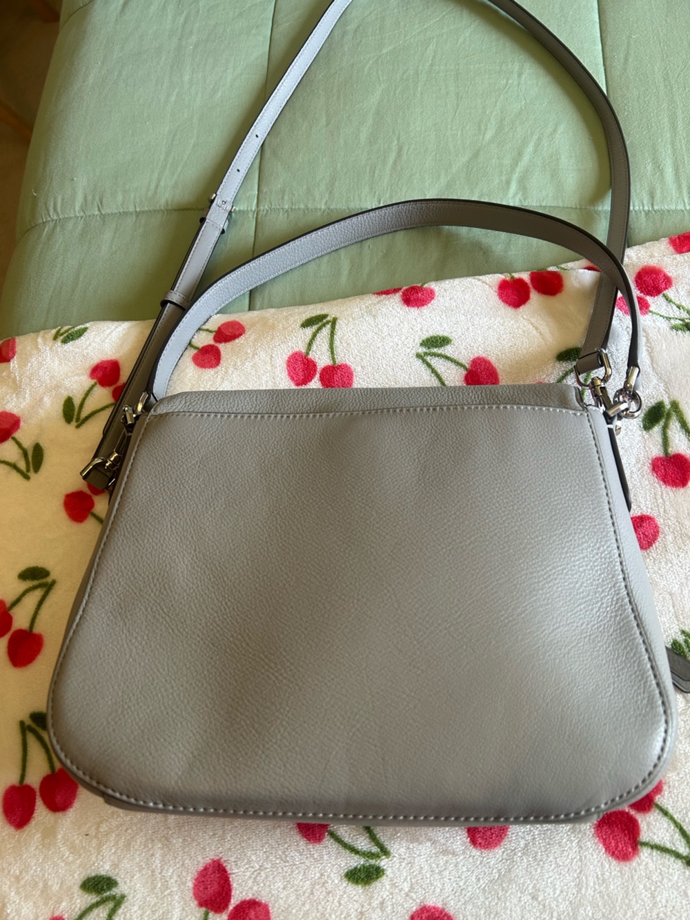 kate spade Pebbled Leather Jackson flap Crossbody in Light Gray - Picture 2 of 10